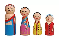Channapatna Toys Wooden Peg Dolls – Poojari Family