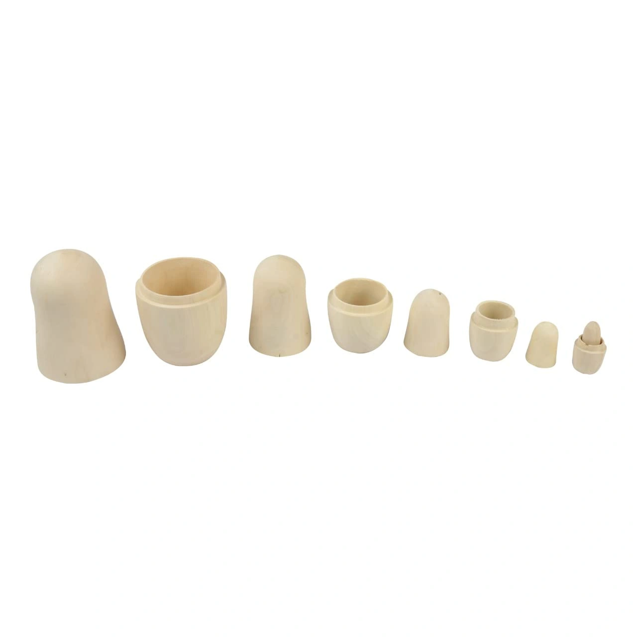 Handcrafted Unpainted Wooden Russian Nesting Dolls