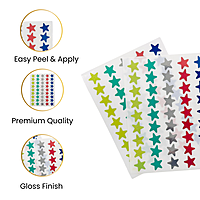 Pack of 135 Red Foil 15mm Self-Adhesive Stars