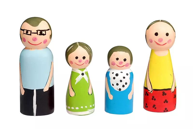 Channapatna Toys Wooden Peg Dolls – Modern Family