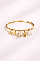Gold Ocean Shell and Pearl Charm Bracelet