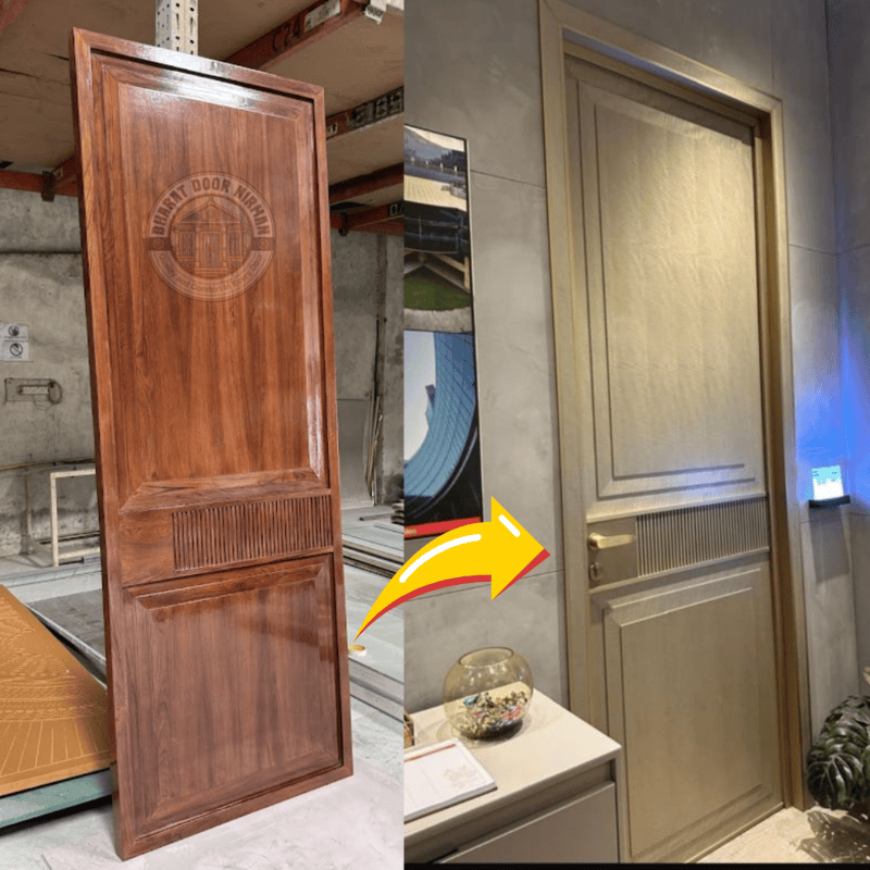 72mm Designer Flush Door with HDHMR & Veneer Finish – PU Polish