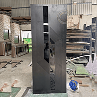 Contemporary 2D HDHMR Door with Black Acrylic | Enamel Painted Finish