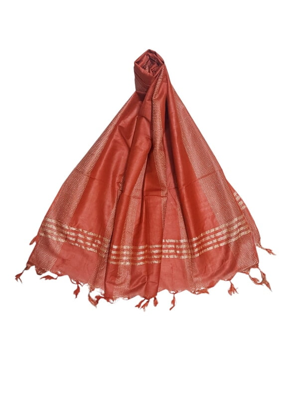 Red Unstitched Solid Woven Salwar Suit Fabric with Dupatta