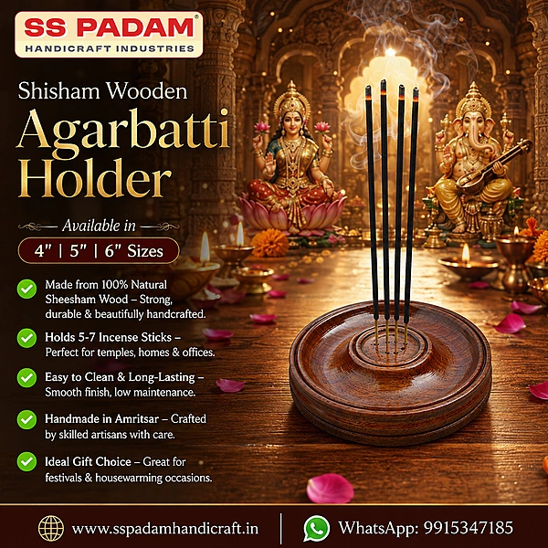 Sheesham Wooden Round Incense Stick Holder