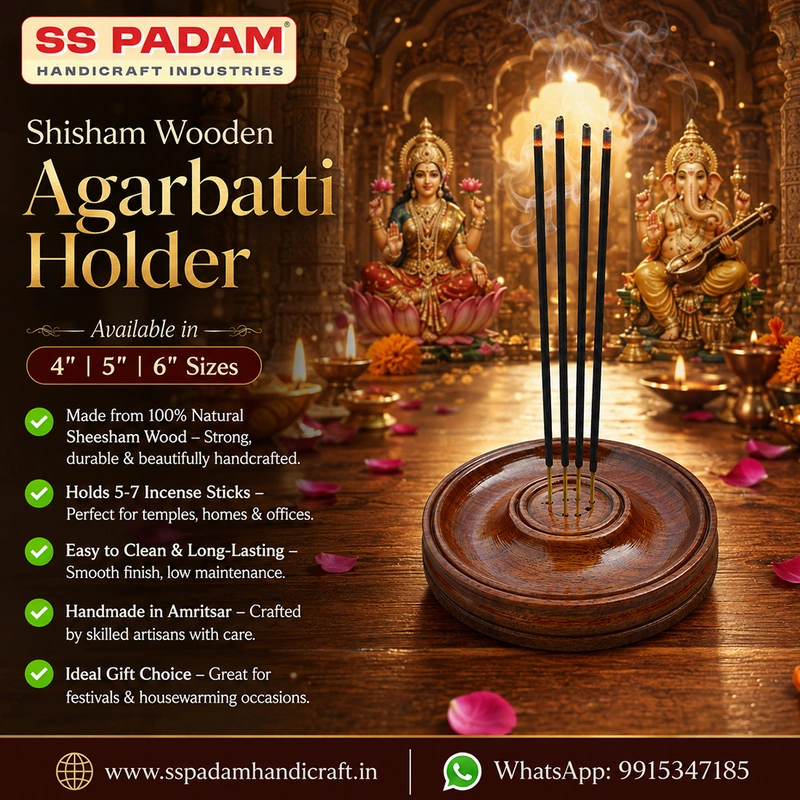 Sheesham Wooden Round Incense Stick Holder