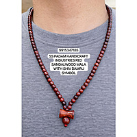 6mm Red Sandalwood (Lal Chandan) Shiv Damru Pendant Mala