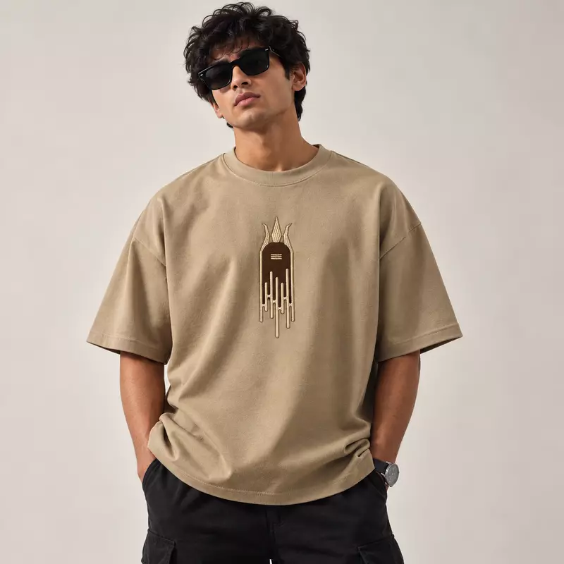 Shivatatva - Shivling Embroidered Oversized T-Shirt