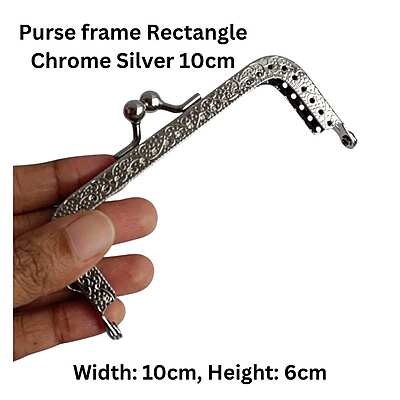 Purse frame Rectangle Chrome Silver