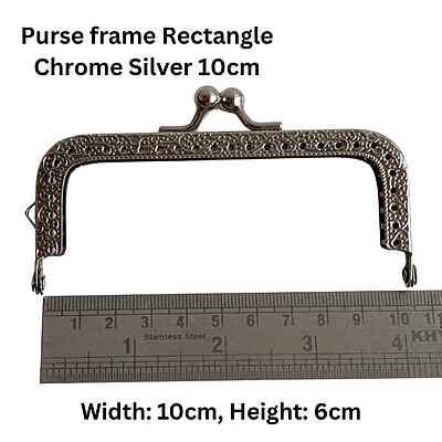 Purse frame Rectangle Chrome Silver