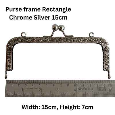 Purse frame Rectangle Chrome Silver