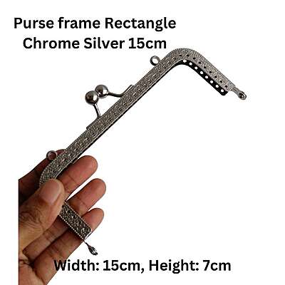 Purse frame Rectangle Chrome Silver