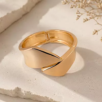 Aureva Sculpted Fold Gold-Tone Cuff Bracelet