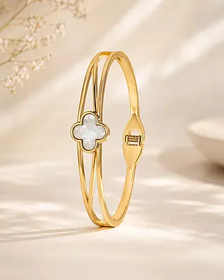 Celestia Pearl Clover Gold-Tone Bracelet