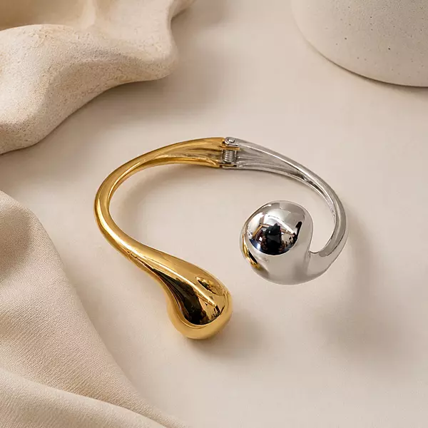 Liora Dual-Tone Sculpted Teardrop Bracelet