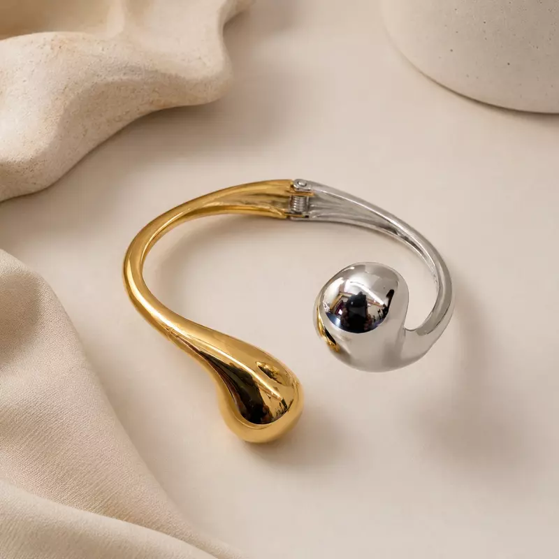 Liora Dual-Tone Sculpted Teardrop Bracelet