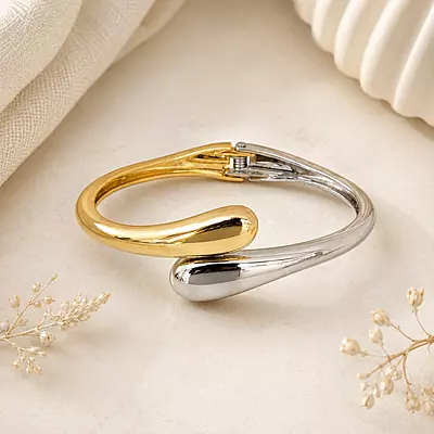 Elara Two-Tone Sculpted Wrap Bracelet