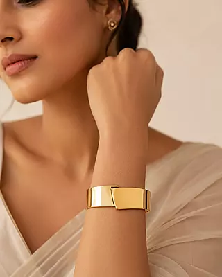 Valora Asymmetric Overlap Gold-Tone Cuff Bracelet
