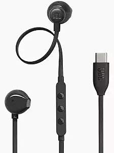 JBL Wired in-Ear Type C Headphones, Hi-Res Audio with Digital-to-Analog Converter, 3-Button EQ Preset Remote with Microphone, Tangle-Free Flat Cable, Compatible with USB-C Devices