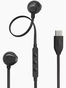 JBL Wired in-Ear Type C Headphones, Hi-Res Audio with Digital-to-Analog Converter, 3-Button EQ Preset Remote with Microphone, Tangle-Free Flat Cable, Compatible with USB-C Devices