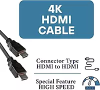 Uport High-Speed HDMI Cable (2m) – Male to Male, Black – 4K Ultra HD Compatible, Supports 3D, Ethernet, and Audio Return Channel, Ideal for TVs, Monitors, and Projectors.