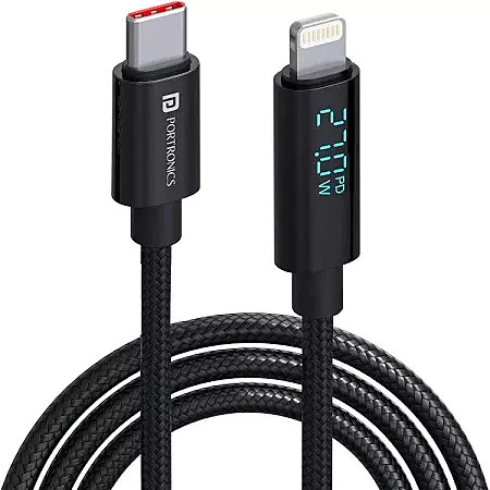 POR 2052 Konnect VIEW C-Lightning – 27W | Type-C to Lightning Braided Cable | 1M | Black