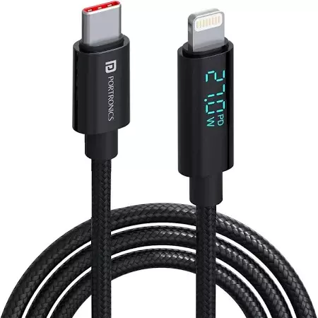 POR 2052 Konnect VIEW C-Lightning – 27W | Type-C to Lightning Braided Cable | 1M | Black