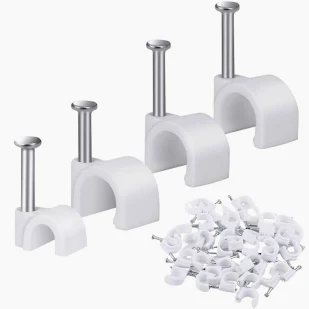 Royal Circle Cable CLIPS PVC White Cable Clip 4mm (50 Pcs)