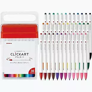 Zebra ClickArt Markers  -36 Color Set-Assorted Colors