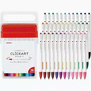 Zebra ClickArt Markers -36 Color Set-Assorted Colors Zebra ClickArt Markers -36 Color Set-Assorted Colors
