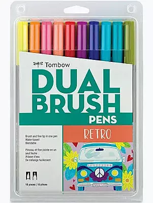TOMBOW AB-T DUAL BRUSH PEN 10 RETRO COLORS SET