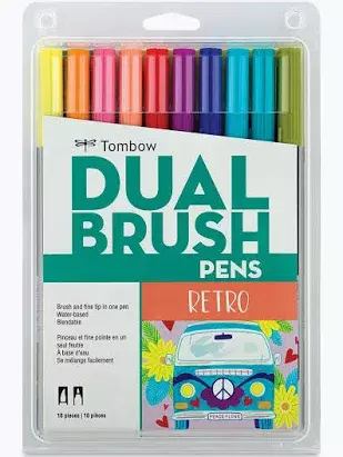 TOMBOW AB-T DUAL BRUSH PEN 10 RETRO COLORS SET