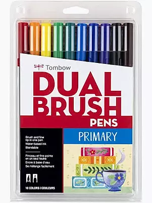 TOMBOW AB-T DUAL BRUSH PEN 10 PRIMARY COLORS SET