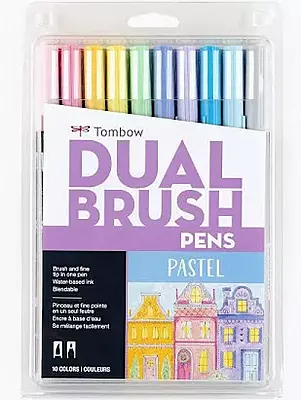 TOMBOW AB-T DUAL BRUSH PEN 10 PASTEL COLORS SET