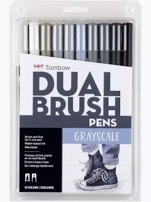 TOMBOW AB-T DUAL BRUSH PEN 10 GRAYSCALE COLORS SET TOMBOW AB-T DUAL BRUSH PEN 10 GRAYSCALE COLORS SET