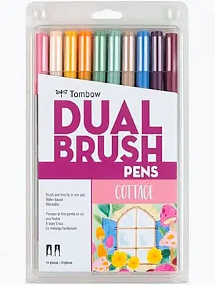 TOMBOW AB-T DUAL BRUSH PEN 10 COTTAGE COLORS SET