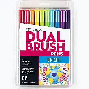 TOMBOW AB-T DUAL BRUSH PEN 10 BRIGHT COLORS SET
