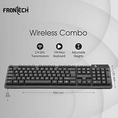 Frontech KB-0027 Wired USB Keyboard – Quiet Keys | Ergonomic Design | Durable Build | Comfortable Typing for Everyday Use