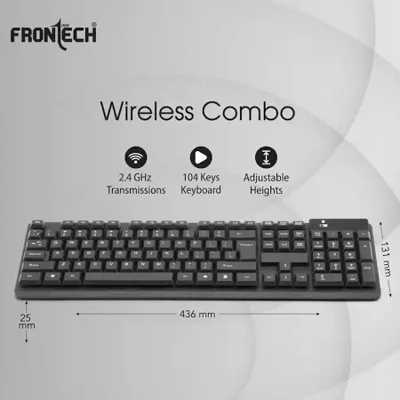 Frontech KB-0027 Wired USB Keyboard – Quiet Keys | Ergonomic Design | Durable Build | Comfortable Typing for Everyday Use