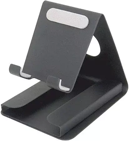 Portronics Modesk Plus – A sleek phone stand with a convenient card slot. Perfect for keeping your phone and essentials organized. Stylish black design, ideal for home or office use.