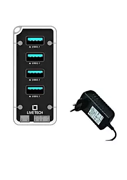 Live Tech Niyani 4-Port USB Hub – USB 2.0 offers four additional USB ports for easy connectivity. Compact design, plug-and-play functionality, and compatible with various devices for seamless use.