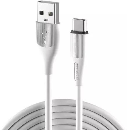 Portronics Silklink – 3A USB-A to Type-C Cable, 1M White. Fast charging and data transfer, durable design, compatible with various devices, perfect for everyday use and travel.