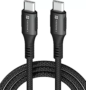 Portronics Konnect 240C – 240W USB-C Cable, 2M Black, high-speed charging, durable design, compatible with various devices, perfect for fast data transfer and reliable performance.