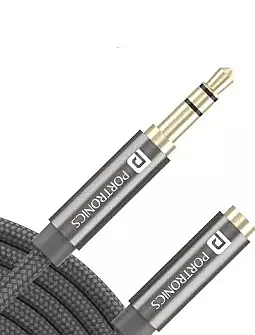 Portronics Konnect Aux 8 – 3.5mm Extension Cable 2M for High-Quality Audio and Extended Device Reach