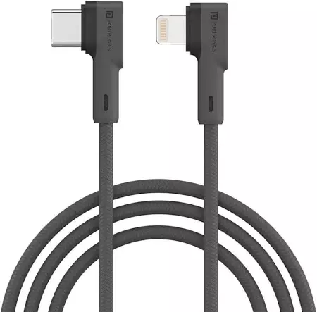 Portronics Konnect L – 8-Pin USB Cable, 3A, 1.2M Black, durable and fast charging, compatible with iPhones and iPads, perfect for syncing data and charging devices efficiently.
