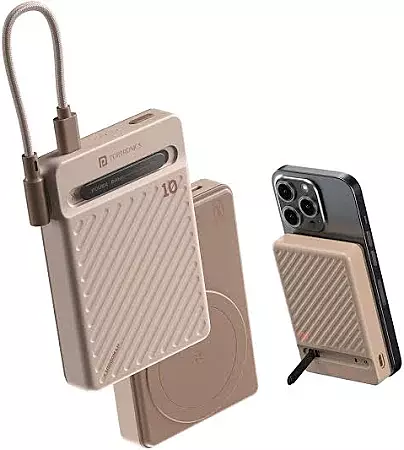 Portronics 2664 Chyro 10K Power Bank – 10000mAh | 15W Wireless Charging | 20W PD |  Mocha
