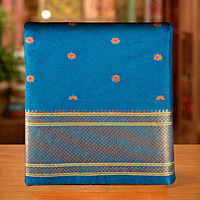 Peacock Blue Zari Silk Saree