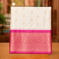Cream Pink Elegant Silk Saree