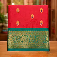 Pink Green Contrast Silk Saree