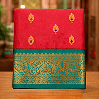 Pink Green Contrast Silk Saree